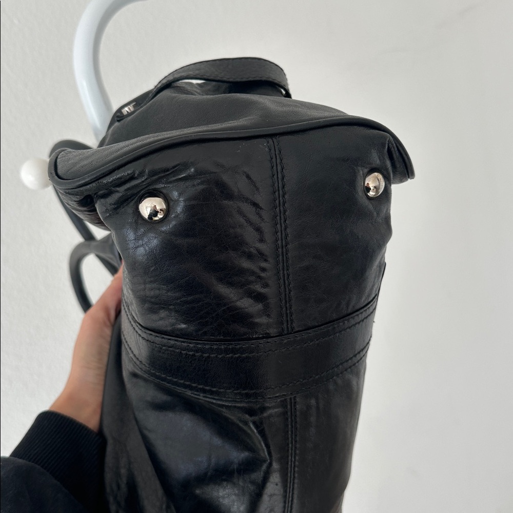 BALENCIAGA Vintage Whistle Satchel Black Leather Handbag - Picture 5 of 9